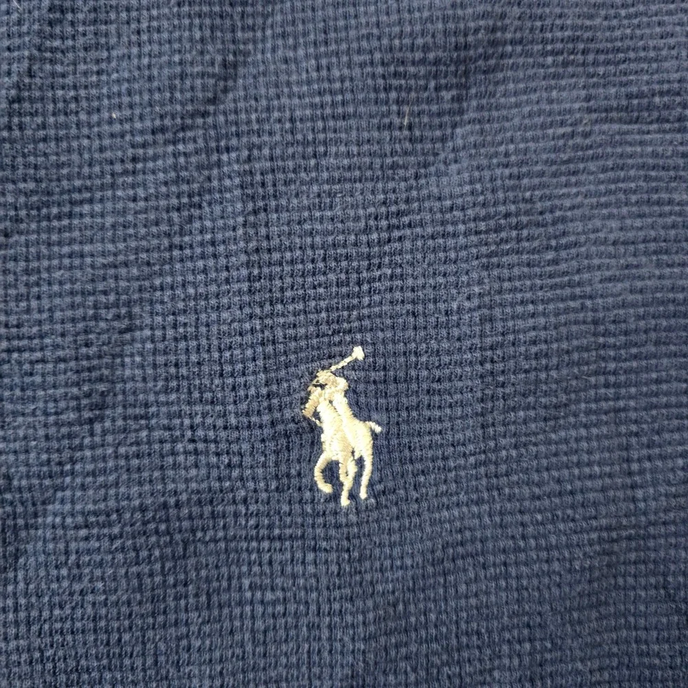 Polo Ralph Lauren Mens Blue Waffle Knit Thermal Long Sleeve Sleep Shirt Medium